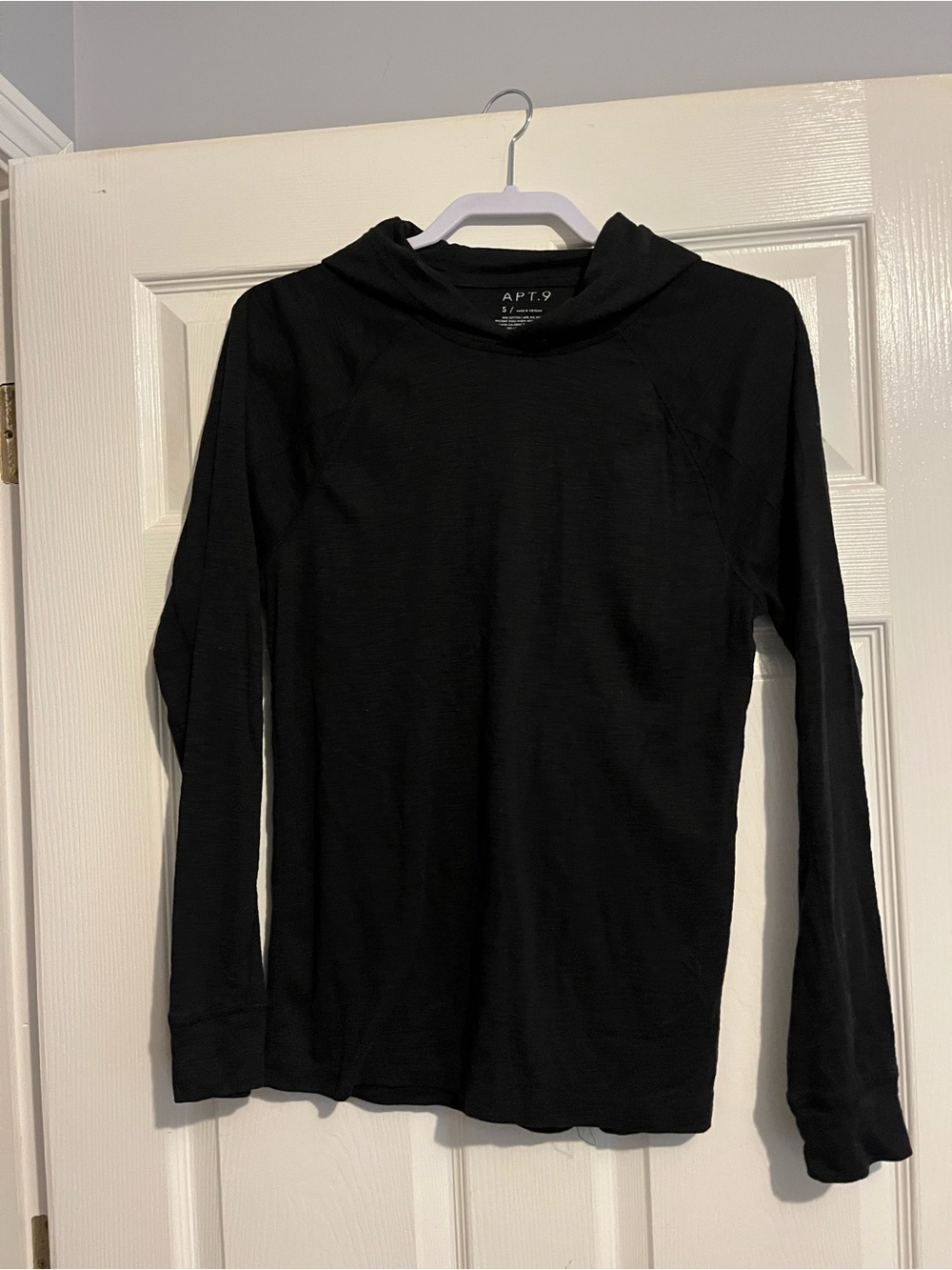 Apt. 9 Black Long-Sleeve Hooded Top